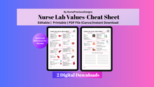 Load image into Gallery viewer, Nurse Lab Values Cheat Sheet-Digital Product - Authentic Intentions Candle Company LLC.
